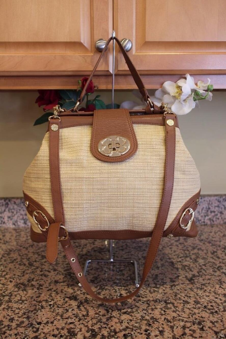 Emma Fox wicker leather Tan Satchel Bag (140